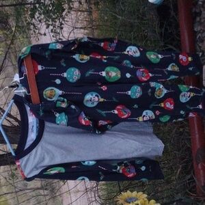 Disney Blue Pajama Bottoms with Colorful Space Theme